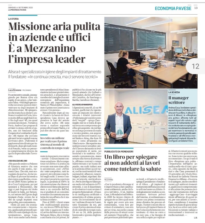 articolo Alisea - La Provincia Pavese
